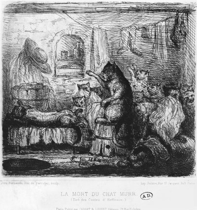 Death of Cat Murr, illustration from Die Lebensansichten des Katers Murr by Ernst Theodor Amadeus Hoffmann (1776-1822) published 1820-22 by King of Portugal Fernando II